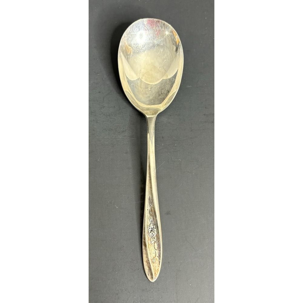 International Rogers IS Lovely Rose Casserole Serving Spoon Silverplate